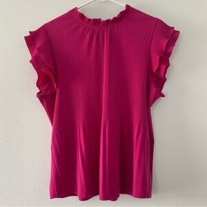 Adrianna Papell Fuchsia Pink Colored Flowy and Frilly Top (Size Medium)